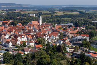 Vue oblique de Quartier de la vieille ville et centre-ville à Riedlingen dans le département Bade-Wurtemberg, Allemagne