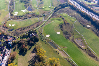 Vue oblique de Terrain du parcours de golf Golfpark Karlsruhe GOLF absolu à le quartier Hohenwettersbach in Karlsruhe dans le département Bade-Wurtemberg, Allemagne
