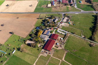 Vue aérienne de Martinshof-Karlsbad, lieu de rencontre à Steinig à le quartier Langensteinbach in Karlsbad dans le département Bade-Wurtemberg, Allemagne