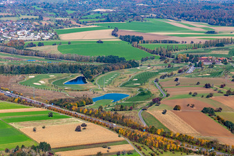 Terrain du parcours de golf Golfpark Karlsruhe GOLF absolu à le quartier Hohenwettersbach in Karlsruhe dans le département Bade-Wurtemberg, Allemagne depuis l'avion
