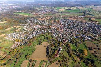 Quartier Grünwettersbach in Karlsruhe dans le département Bade-Wurtemberg, Allemagne depuis l'avion