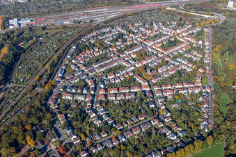 Vue oblique de Quartier Weiherfeld-Dammerstock in Karlsruhe dans le département Bade-Wurtemberg, Allemagne
