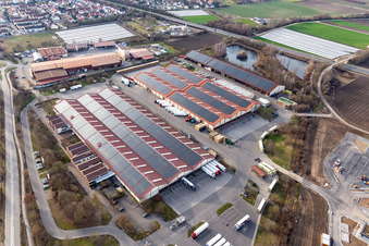 Vue oblique de Marché palatin des fruits et légumes à le quartier Dannstadt in Dannstadt-Schauernheim dans le département Rhénanie-Palatinat, Allemagne
