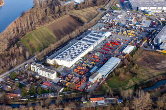 Vue aérienne de Abu Allgemeine Bau-Union GmbH, BBV Systems GmbH à le quartier Roxheim in Bobenheim-Roxheim dans le département Rhénanie-Palatinat, Allemagne