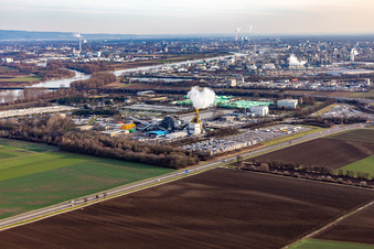 Vue aérienne de Station d'épuration BASF Lanfer Logistik GmbH / HELA GmbH Hermann Lanfer à le quartier Mörsch in Frankenthal dans le département Rhénanie-Palatinat, Allemagne