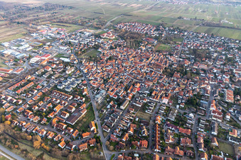 Vue aérienne de Pâturage de vallée à Freinsheim dans le département Rhénanie-Palatinat, Allemagne