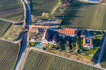 Vue aérienne de Hôtel Restaurant Leinsweiler Cour à Leinsweiler dans le département Rhénanie-Palatinat, Allemagne