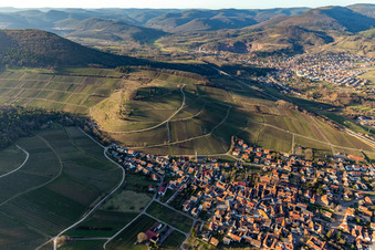 Vue aérienne de Keschdebusch à Birkweiler dans le département Rhénanie-Palatinat, Allemagne