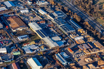 Vue aérienne de PRP Recyclage du papier Pfalz GmbH à Venningen dans le département Rhénanie-Palatinat, Allemagne