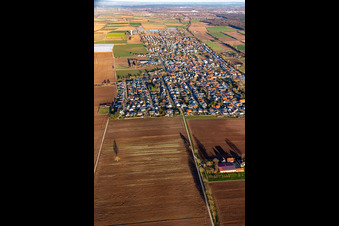 Quartier Niederlustadt in Lustadt dans le département Rhénanie-Palatinat, Allemagne du point de vue du drone
