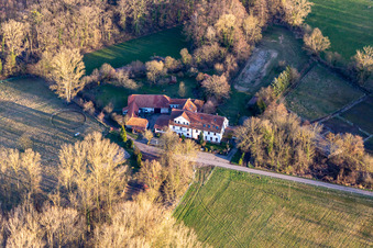 Vue aérienne de Moulin de Knittelsheim à Knittelsheim dans le département Rhénanie-Palatinat, Allemagne