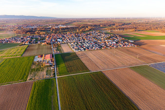 Vue de la ville depuis le sud à Steinweiler dans le département Rhénanie-Palatinat, Allemagne vue d'en haut