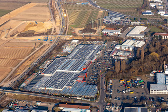 Vue aérienne de Gillet Baumarkt GmbH (hagebaumarkt & Floraland) à Landau in der Pfalz dans le département Rhénanie-Palatinat, Allemagne