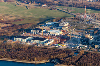 Vue aérienne de EnBW Kernkraft GmbH (EnKK), Philippsburg à Philippsburg dans le département Bade-Wurtemberg, Allemagne