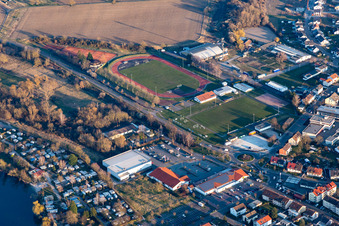 Vue aérienne de SV Philippsburg à Philippsburg dans le département Bade-Wurtemberg, Allemagne