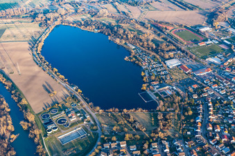 Vue aérienne de Camping Freyersee à Philippsburg dans le département Bade-Wurtemberg, Allemagne