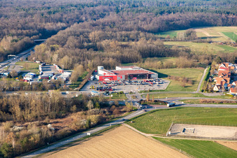 Vue aérienne de Commissariat de police fédérale de Bienwald à Scheibenhard dans le département Bas Rhin, France