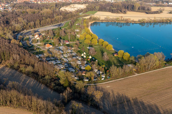 Vue aérienne de Camping Municipal des Mouettes à Lauterbourg dans le département Bas Rhin, France