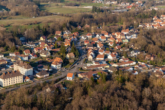 Vue aérienne de Rue de la Première Armée à Lauterbourg dans le département Bas Rhin, France