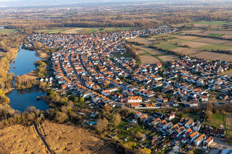 Neuburg am Rhein dans le département Rhénanie-Palatinat, Allemagne depuis l'avion