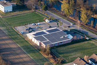 Vue aérienne de EDEKA Dietz à Hagenbach dans le département Rhénanie-Palatinat, Allemagne