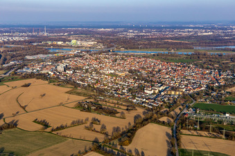 Vue d'oiseau de Quartier Maximiliansau in Wörth am Rhein dans le département Rhénanie-Palatinat, Allemagne