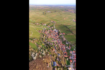 Vue aérienne de Vue du village depuis le nord-ouest à Leinsweiler dans le département Rhénanie-Palatinat, Allemagne