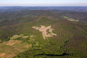 Vue aérienne de Caché dans la forêt du Palatinat à Dörrenbach dans le département Rhénanie-Palatinat, Allemagne