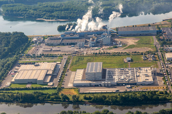 Vue aérienne de Palatinate Refreshments GmbH, usine de papier Palm GmbH & Co. KG | Usine Wörth am Rhein à Wörth am Rhein dans le département Rhénanie-Palatinat, Allemagne