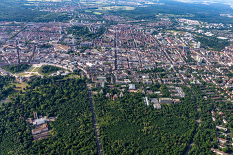 Vue aérienne de Weststadt, Südweststadt à le quartier Südweststadt in Karlsruhe dans le département Bade-Wurtemberg, Allemagne