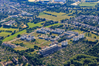 Parc technologique Karlsruhe à le quartier Rintheim in Karlsruhe dans le département Bade-Wurtemberg, Allemagne depuis l'avion