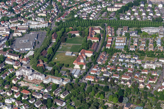 Vue aérienne de Casino Ettlingen à Pachyderm Square à Ettlingen dans le département Bade-Wurtemberg, Allemagne