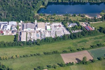 Vue aérienne de Mall GmbH, Exklusiv Systeme OHG Ettlingen, KLINGELNBERG GmbH en Bruchhausen à le quartier Bruchhausen in Ettlingen dans le département Bade-Wurtemberg, Allemagne