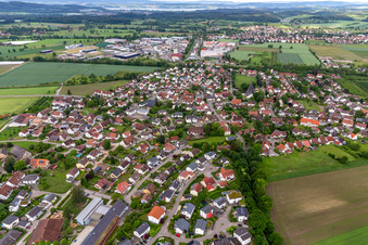Vue aérienne de Zone industrielle de Mimmenhausen à le quartier Neufrach in Salem dans le département Bade-Wurtemberg, Allemagne