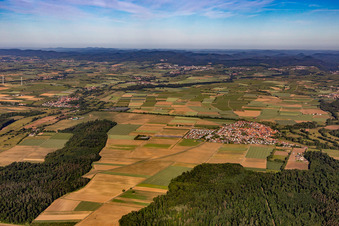 Vue aérienne de Panorama du Palatinat du Sud Dierbachchtal à Steinweiler dans le département Rhénanie-Palatinat, Allemagne
