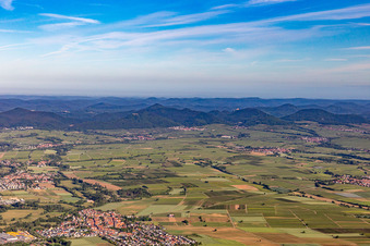 Vue oblique de Panorama du Palatinat du Sud Klingbachtal à Rohrbach dans le département Rhénanie-Palatinat, Allemagne