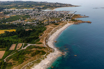 Photographie aérienne de Plage de Kersauz à Treffiagat dans le département Finistère, France