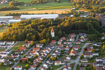 Vue aérienne de Château d'eau en Altenmarkt à le quartier Altenmarkt in Osterhofen dans le département Bavière, Allemagne