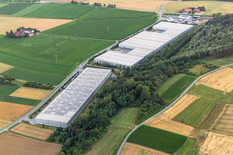 Vue aérienne de Centre logistique sur la Dingolfinger Straße à le quartier Unterhollerau in Moosthenning dans le département Bavière, Allemagne