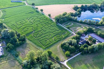 Vue aérienne de Labyrinthe de maïs à Leimersheim dans le département Rhénanie-Palatinat, Allemagne