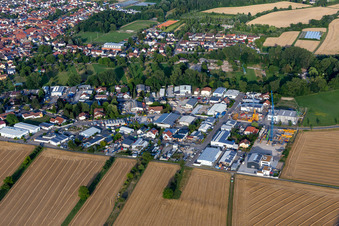 Vue aérienne de Parc industriel SW à le quartier Liedolsheim in Dettenheim dans le département Bade-Wurtemberg, Allemagne