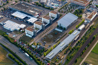 Vue aérienne de École nationale des pompiers du Bade-Wurtemberg à Bruchsal dans le département Bade-Wurtemberg, Allemagne