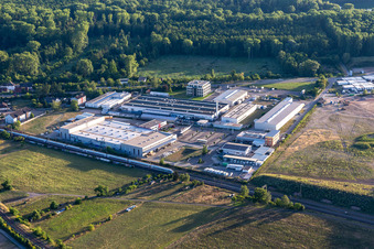 Vue aérienne de Zone industrielle Siemensstraße avec Hartmann & König Stromzuführungs AG et Tombor GmbH à le quartier Neudorf in Graben-Neudorf dans le département Bade-Wurtemberg, Allemagne