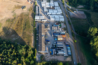 Vue aérienne de HeKa Herzog GmbH à le quartier Neudorf in Graben-Neudorf dans le département Bade-Wurtemberg, Allemagne