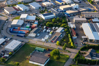 Vue aérienne de Camping-cars Hengst à le quartier Huttenheim in Philippsburg dans le département Bade-Wurtemberg, Allemagne