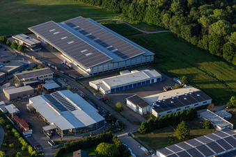 Vue aérienne de Scheiffele-Schmiederer KG Philippsburg à le quartier Huttenheim in Philippsburg dans le département Bade-Wurtemberg, Allemagne