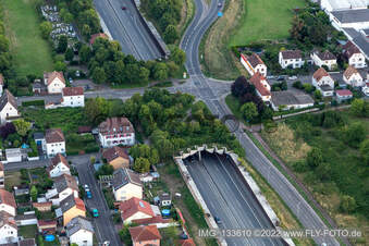 Vue aérienne de Passage souterrain de l'A65 à la jonction Landau-Zentrum à le quartier Queichheim in Landau in der Pfalz dans le département Rhénanie-Palatinat, Allemagne