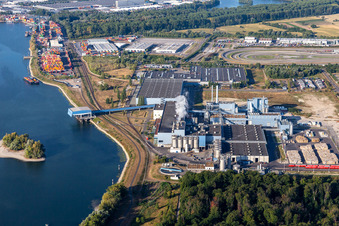 Vue aérienne de Papierfabrik Palm GmbH & Co. KG | Plante Wörth am Rhein à Wörth am Rhein dans le département Rhénanie-Palatinat, Allemagne