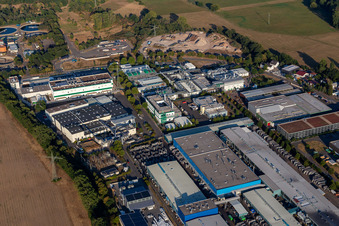 Vue aérienne de Zone industrielle de Landau Ost avec RONAL et Rose Druck à Landau in der Pfalz dans le département Rhénanie-Palatinat, Allemagne