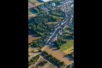 Vue aérienne de Longue ruelle à Schifferstadt dans le département Rhénanie-Palatinat, Allemagne